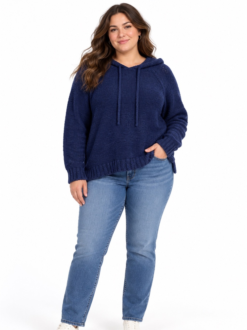 Torrid Navy Knit Hooded Sweater Size 1 NWT